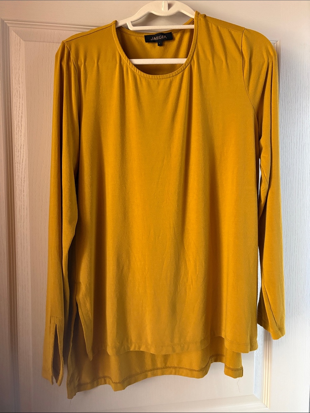Jaeger Women's Mustard Long-Sleeve Crew Neck Top